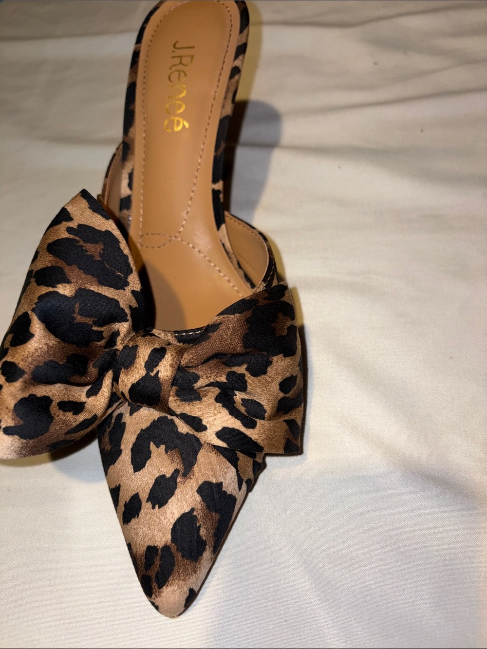 J.Renee Leopard Bow Pointed Toe Mules - Brown/Black - Picture 6 of 12